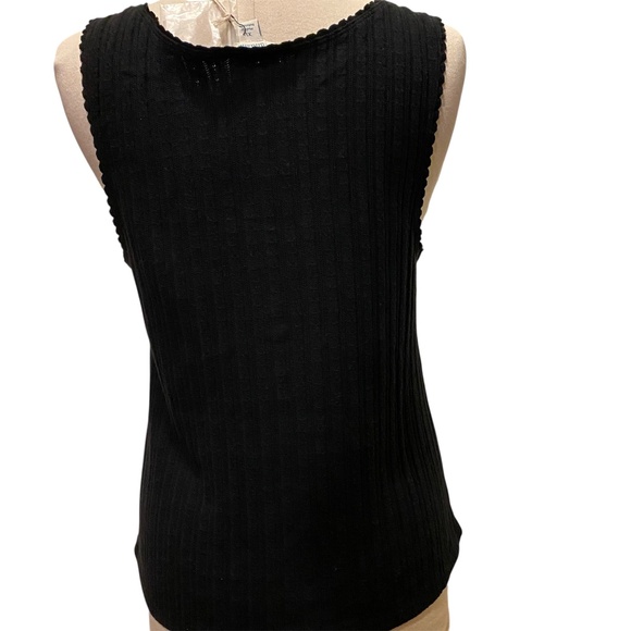 NWT Sundance Essential Rib-Knit Tank Top Tunic Length Scallop Edges Black XL - Picture 6 of 9